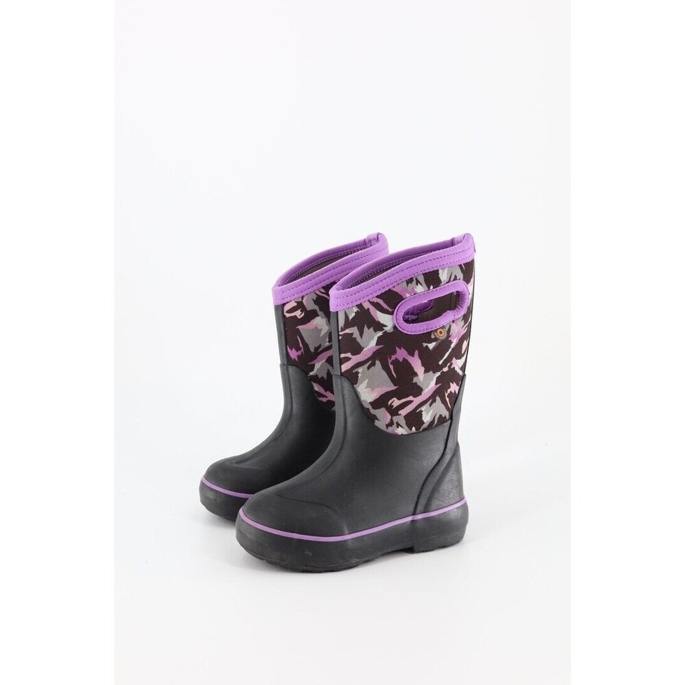 BOGS Kids Size 10 Purple Classic II Camouflage Print Waterproof Rain/Snow Boots
